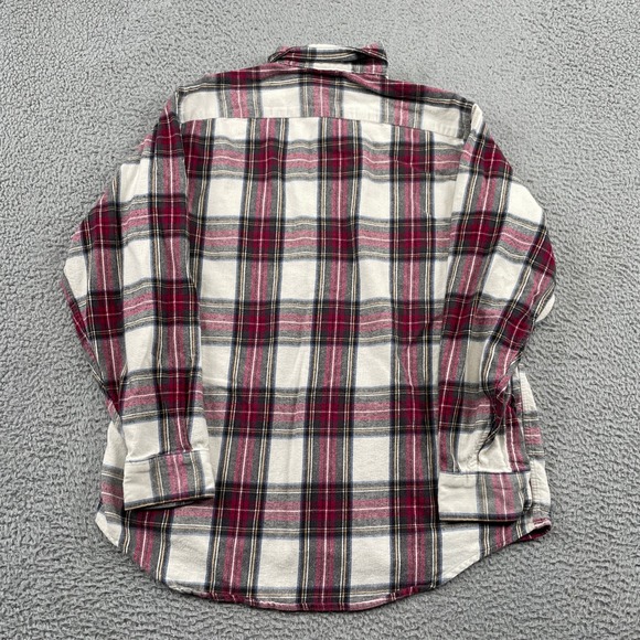 L.L. Bean Flannel Shirt Mens Large Red Plaid Button Down 100% Cotton Made in USA - Picture 2 of 8